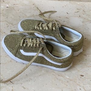 GOLD GLITTER VANS MENS 7.5 WOMENS 9.0